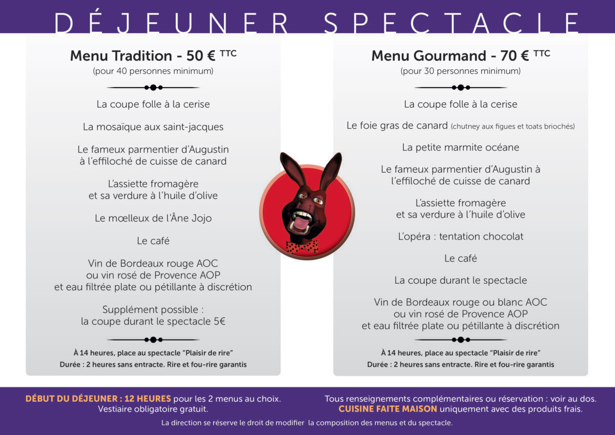 Menu Déjeuner Groupe Âne qui rit Menu Déjeuner Groupe Âne qui rit