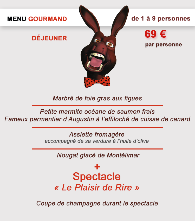 Menu gourmand déjeuner Âne qui rit