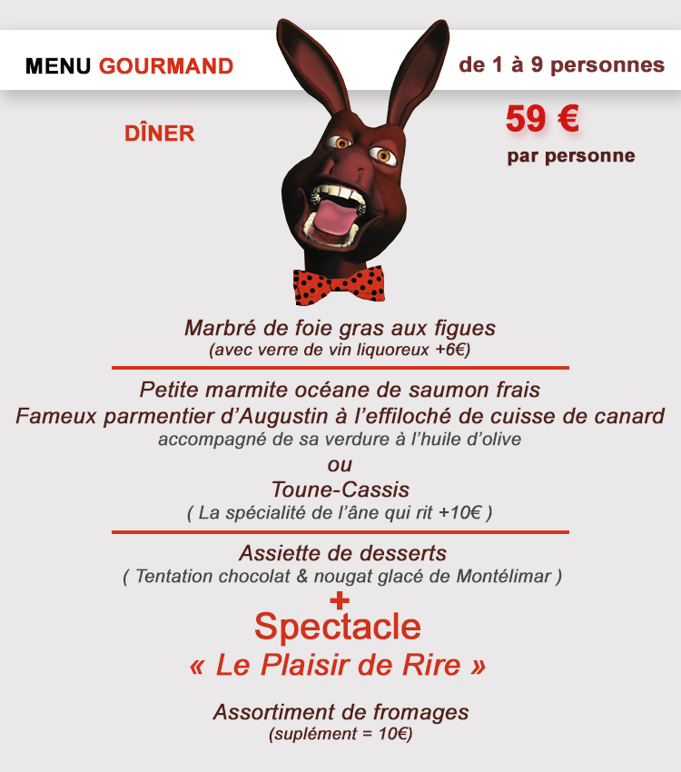 Menu Gourmand diner Âne qui rit