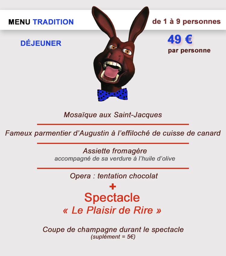 Menu tradition déjeuner Âne qui rit